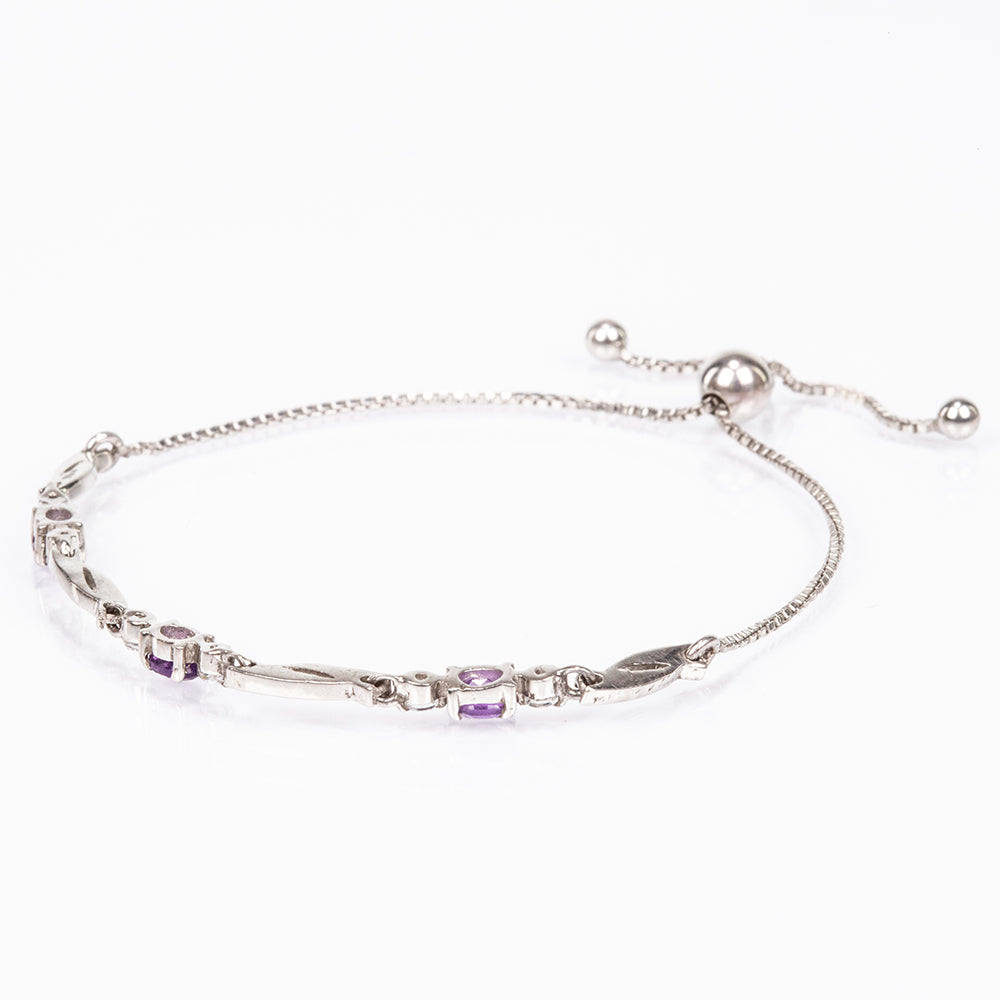 Pulsera de Plata con Amatista de Marruecos y Topacio Blanco