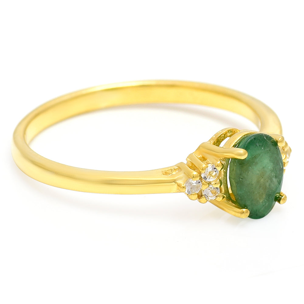 Anillo de Plata Bañada en Oro con Esmeralda de Brasil 2 