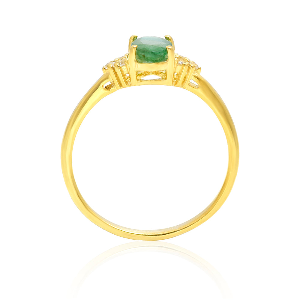 Anillo de Plata Bañada en Oro con Esmeralda de Brasil 4 