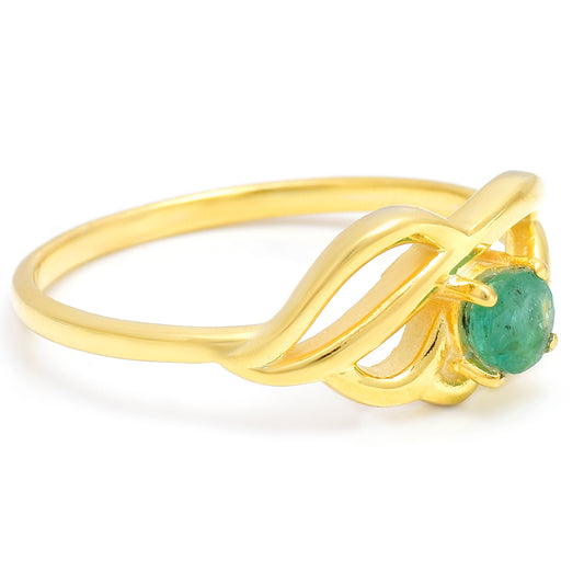 Anillo de Plata Bañada en Oro con Esmeralda de Brasil