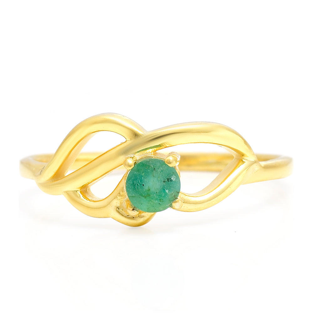 Anillo de Plata Bañada en Oro con Esmeralda de Brasil 1 