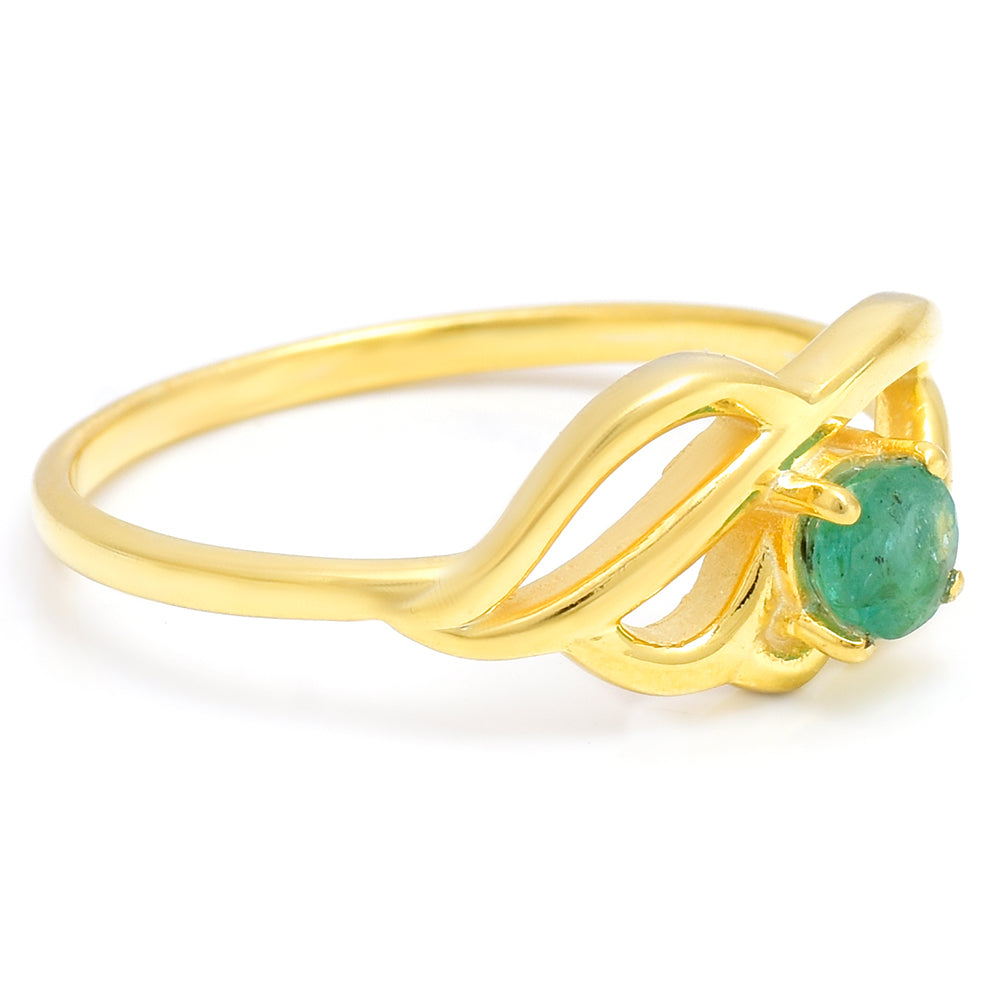 Anillo de Plata Bañada en Oro con Esmeralda de Brasil 7 