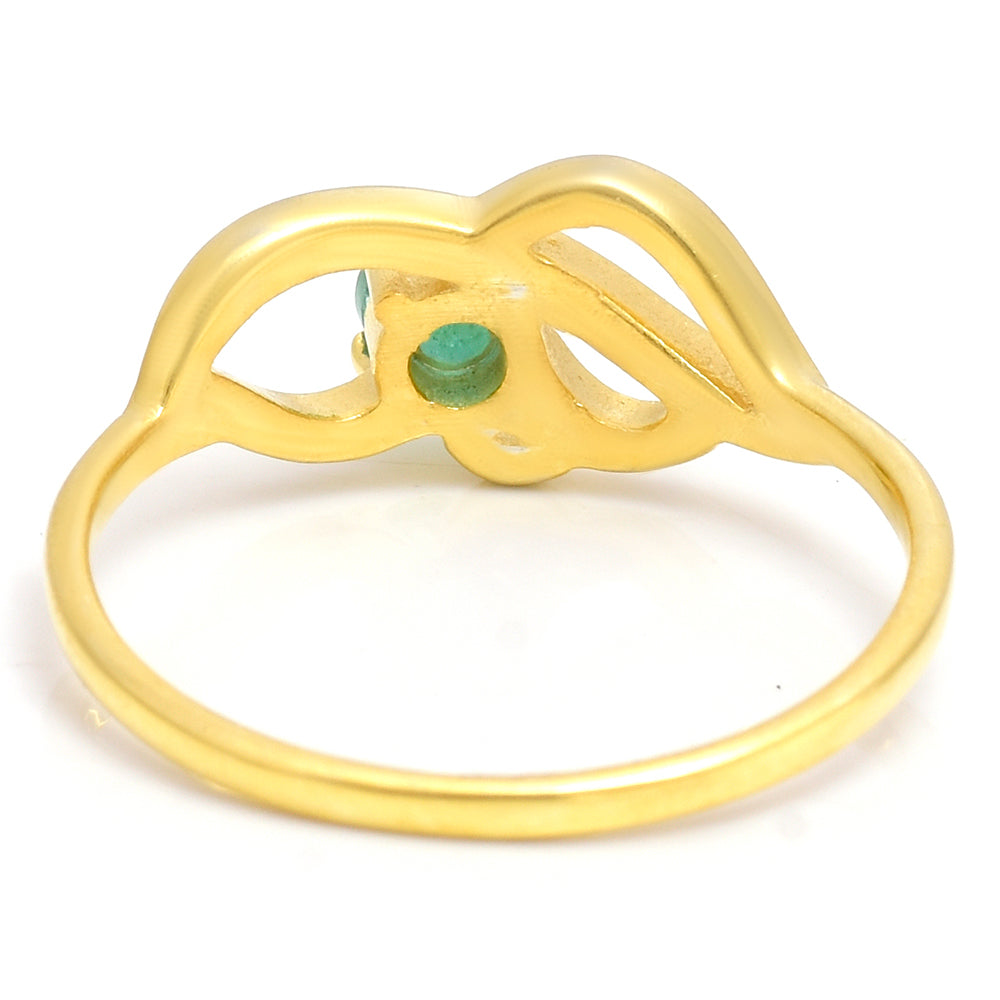 Anillo de Plata Bañada en Oro con Esmeralda de Brasil 8 