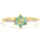 Anillo de Plata Bañada en Oro con Esmeralda de Brasil y Topacio Blanco