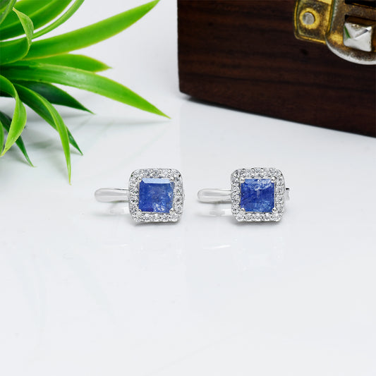 Pendientes de Plata con Tanzanita AAA y Topacio Blanco