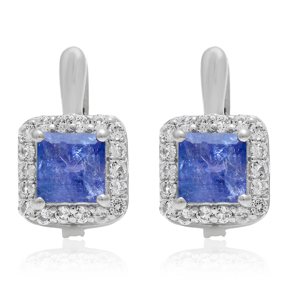 Pendientes de Plata con Tanzanita AAA y Topacio Blanco 3 