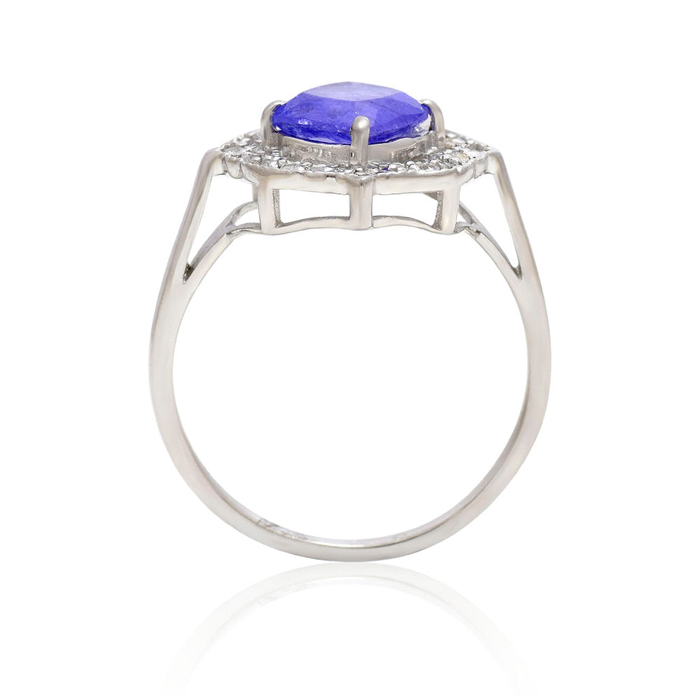 Anillo de Plata con Tanzanita AAA y Topacio Blanco