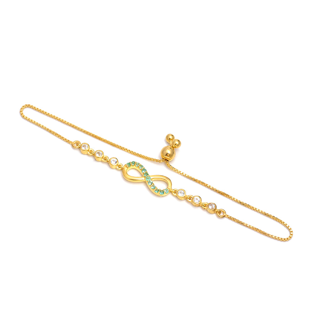 Pulsera de Plata Bañada en Oro con Esmeralda de Brasil y Topacio Blanco 2 