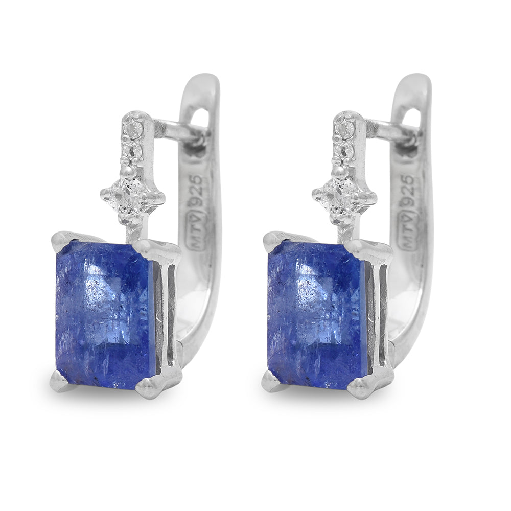 Pendientes de Plata con Tanzanita AAA y Topacio Blanco