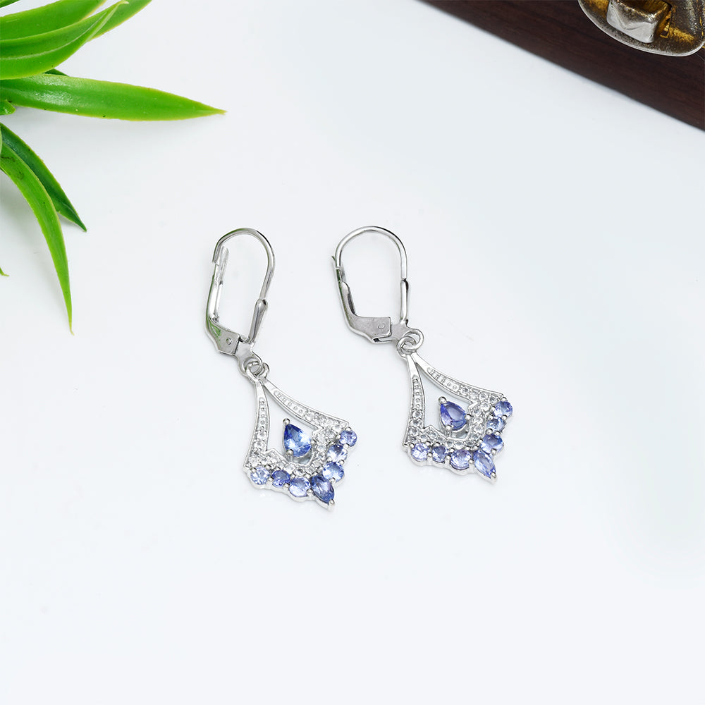 Pendientes de Plata con Tanzanita AAA y Topacio Blanco 1 