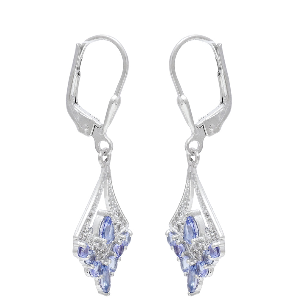 Pendientes de Plata con Tanzanita AAA y Topacio Blanco