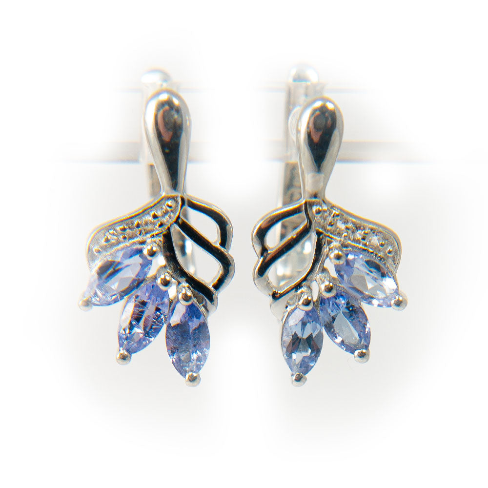 Pendientes de Plata con Tanzanita AAA y Topacio Blanco