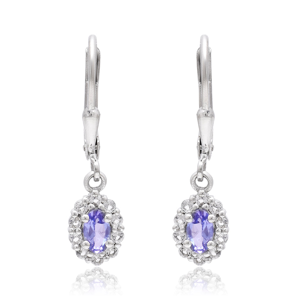 Pendientes de Plata con Tanzanita AAA y Topacio Blanco