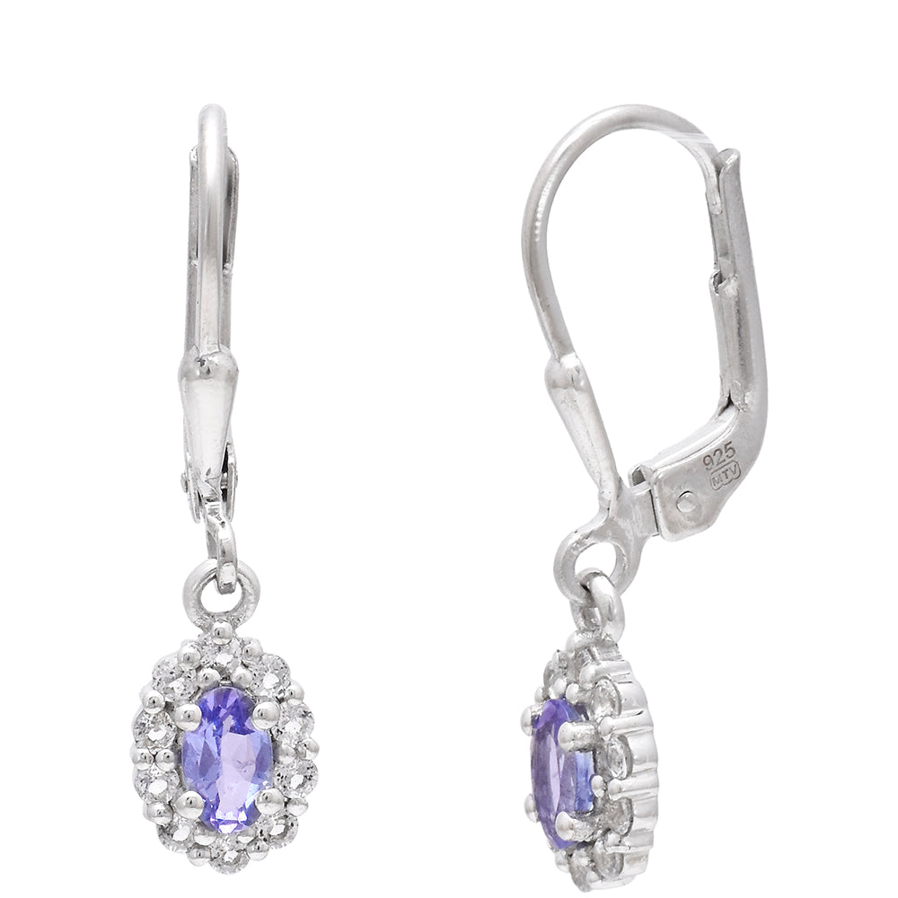 Pendientes de Plata con Tanzanita AAA y Topacio Blanco 3 