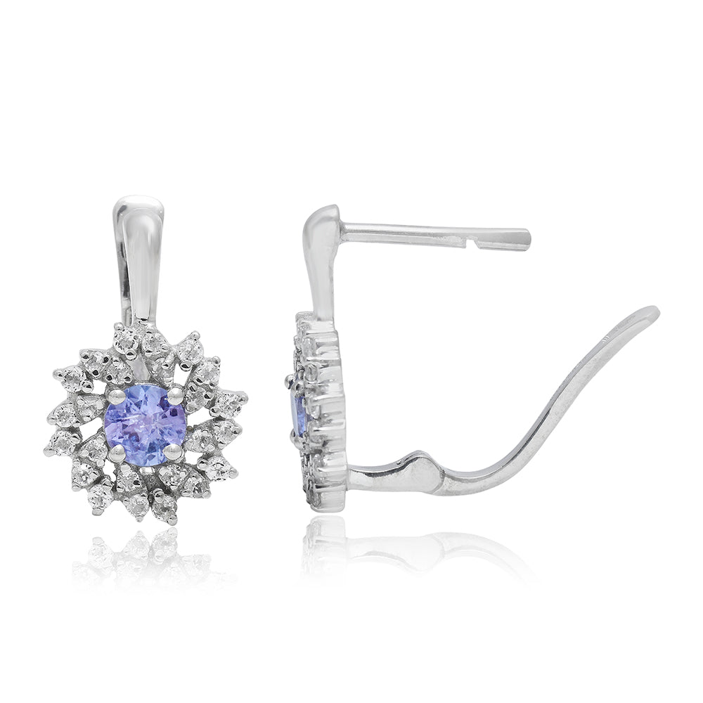 Pendientes de Plata con Tanzanita AAA y Topacio Blanco