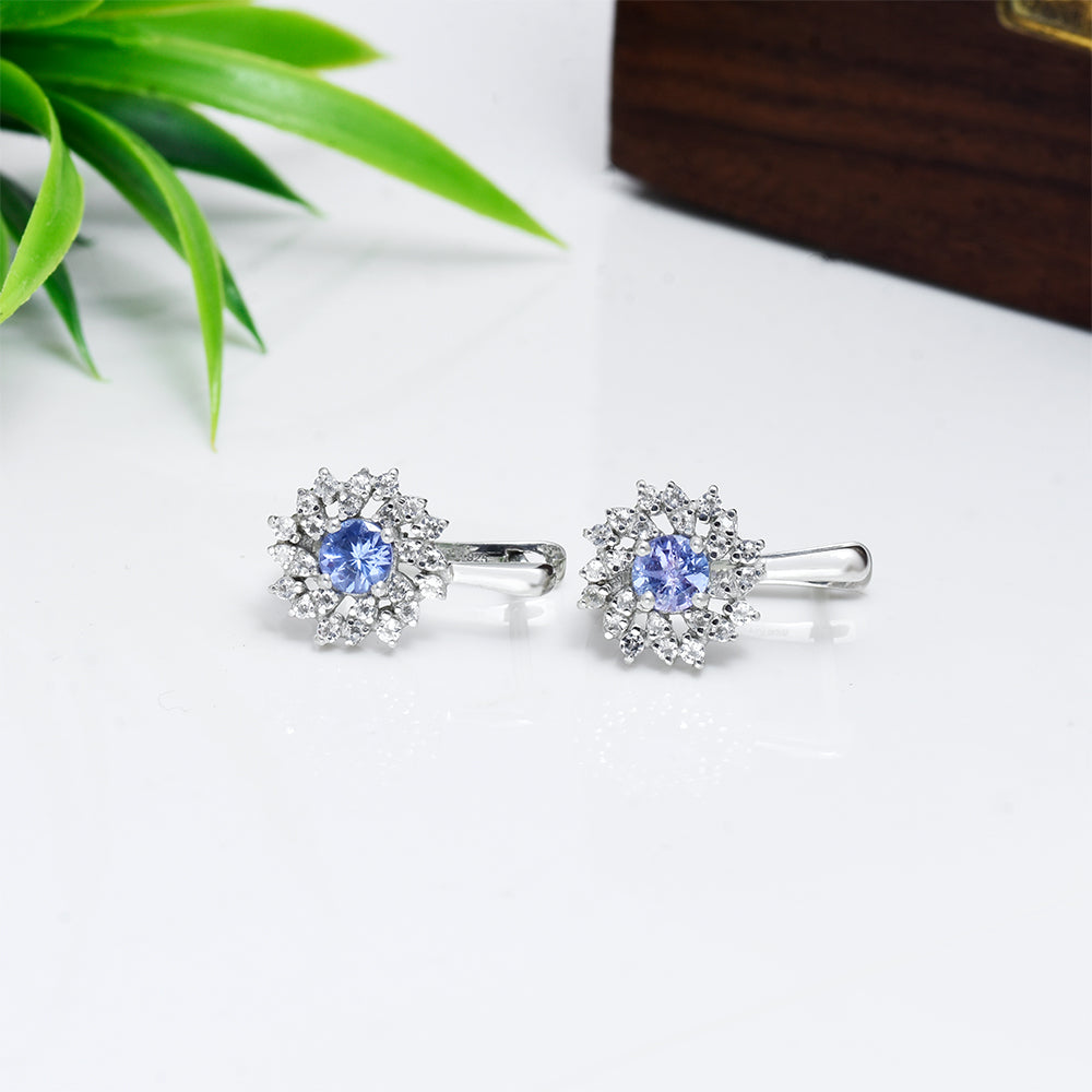 Pendientes de Plata con Tanzanita AAA y Topacio Blanco 1 