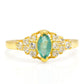 Anillo de Plata Bañada en Oro con Esmeralda de Brasil y Topacio Blanco