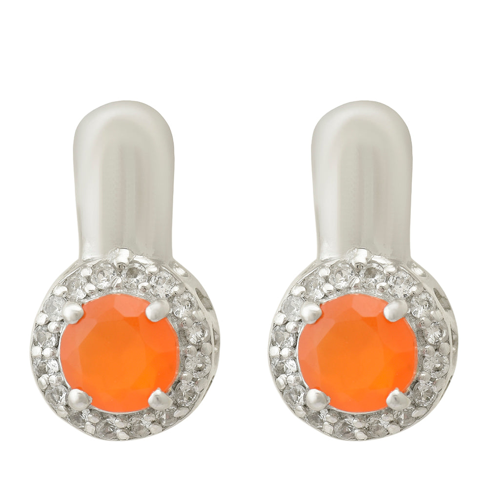 Pendientes de Plata con Ágata Roja y Topacio Blanco 2 