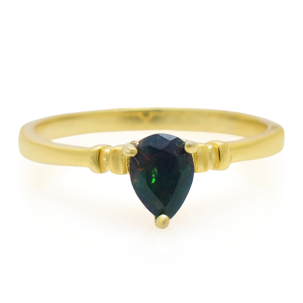 Anillo de Plata Bañada en Oro con Ópalo Etíope de Lega Dembi 1 