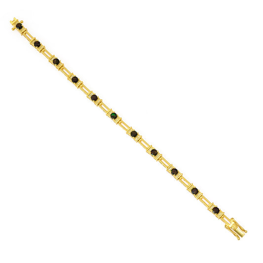Pulsera de Plata Bañada en Oro con Ópalo Etíope de Lega Dembi y Topacio Blanco