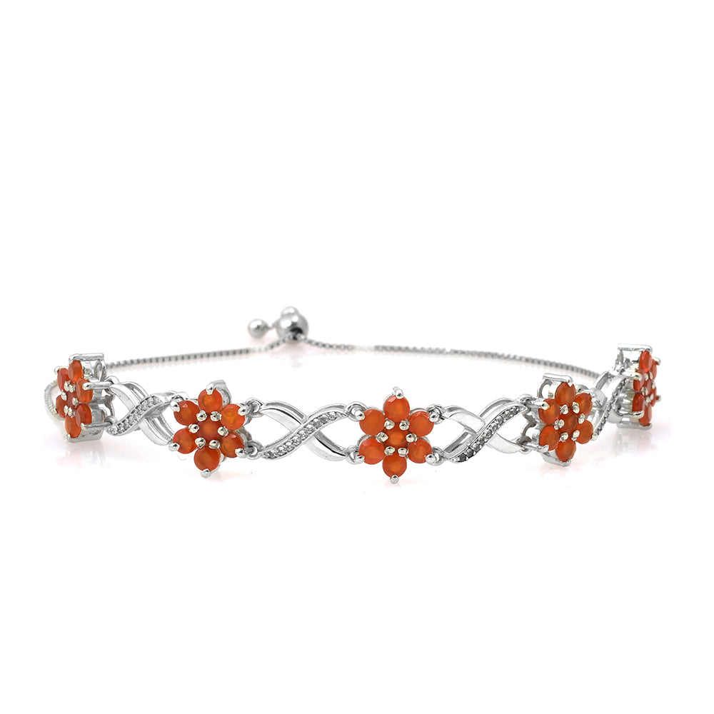 Pulsera de Plata con Ágata Roja y Topacio Blanco