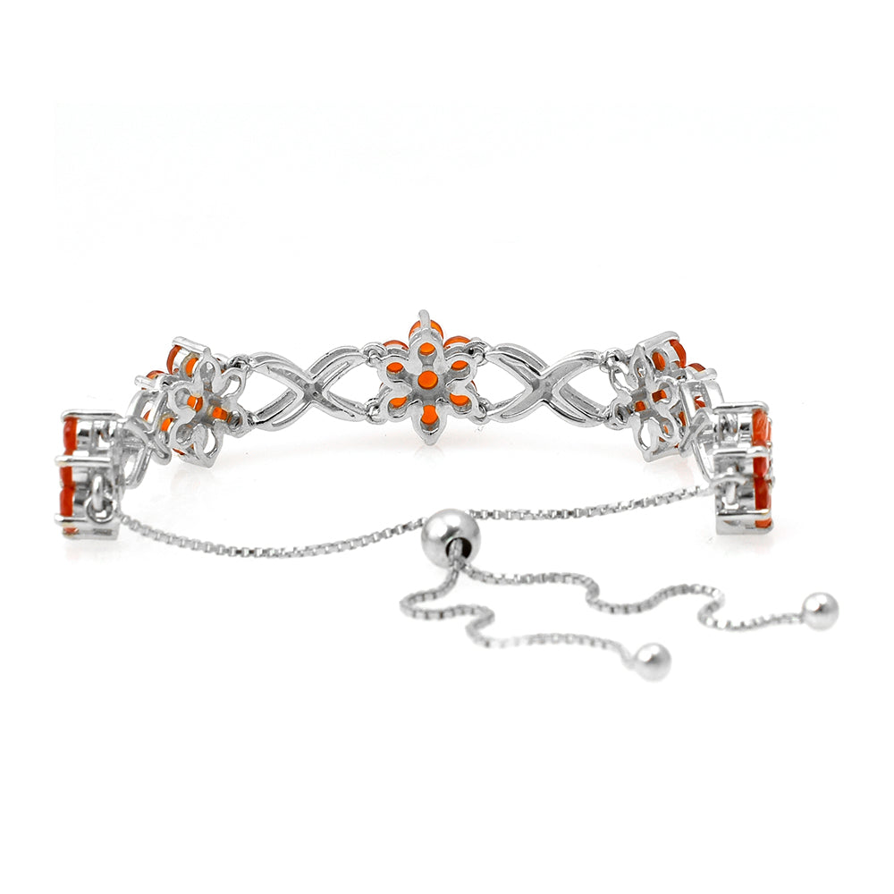 Pulsera de Plata con Ágata Roja y Topacio Blanco 3 