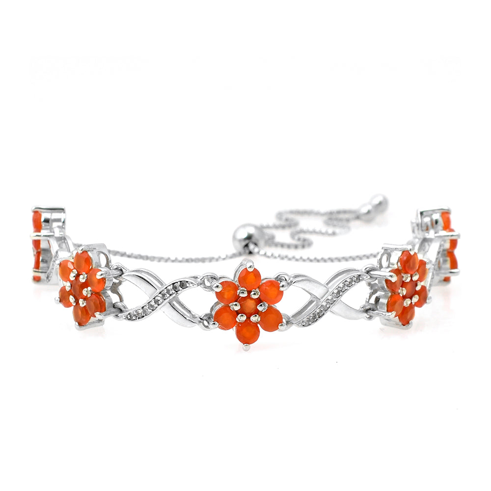 Pulsera de Plata con Ágata Roja y Topacio Blanco