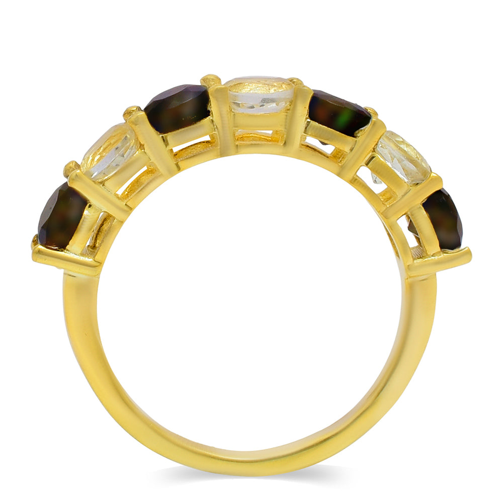 Anillo de Plata Bañada en Oro con Ópalo Etíope de Lega Dembi 3 