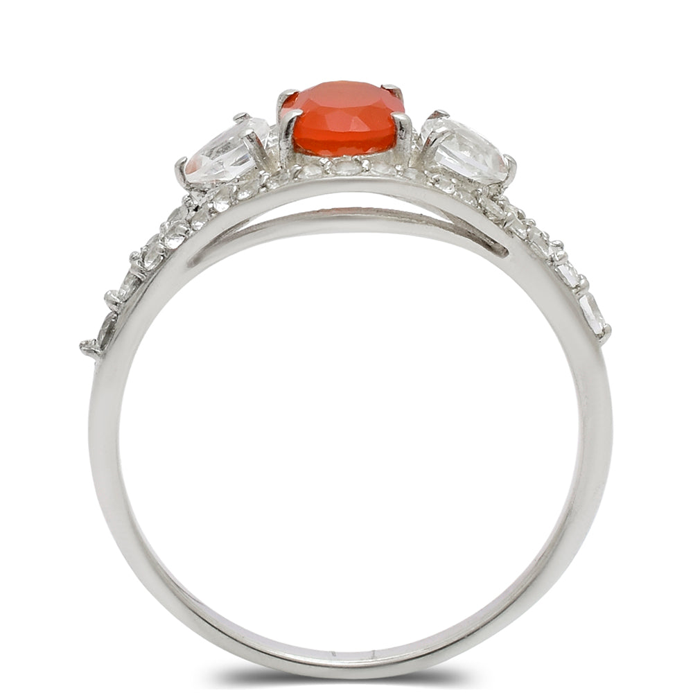 Anillo de Plata con Ágata Roja y Topacio Blanco 3 