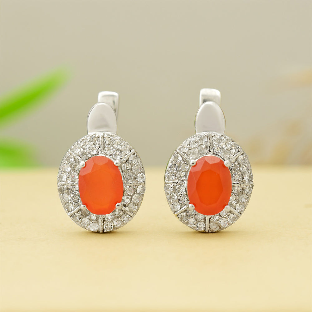 Pendientes de Plata con Ágata Roja y Topacio Blanco 1 