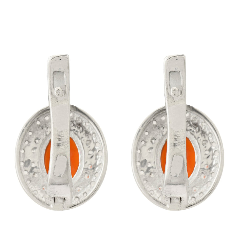 Pendientes de Plata con Ágata Roja y Topacio Blanco 2 
