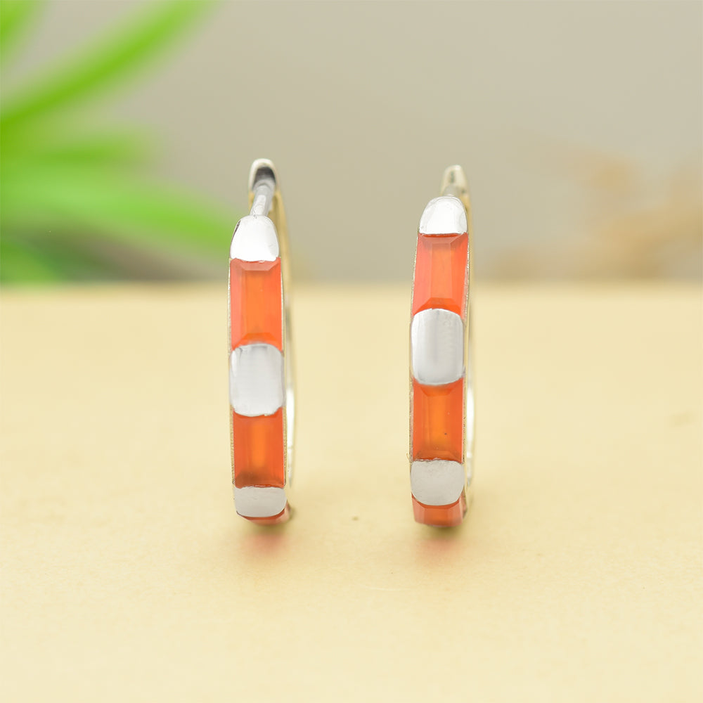 Pendientes de Plata con Ágata Roja
