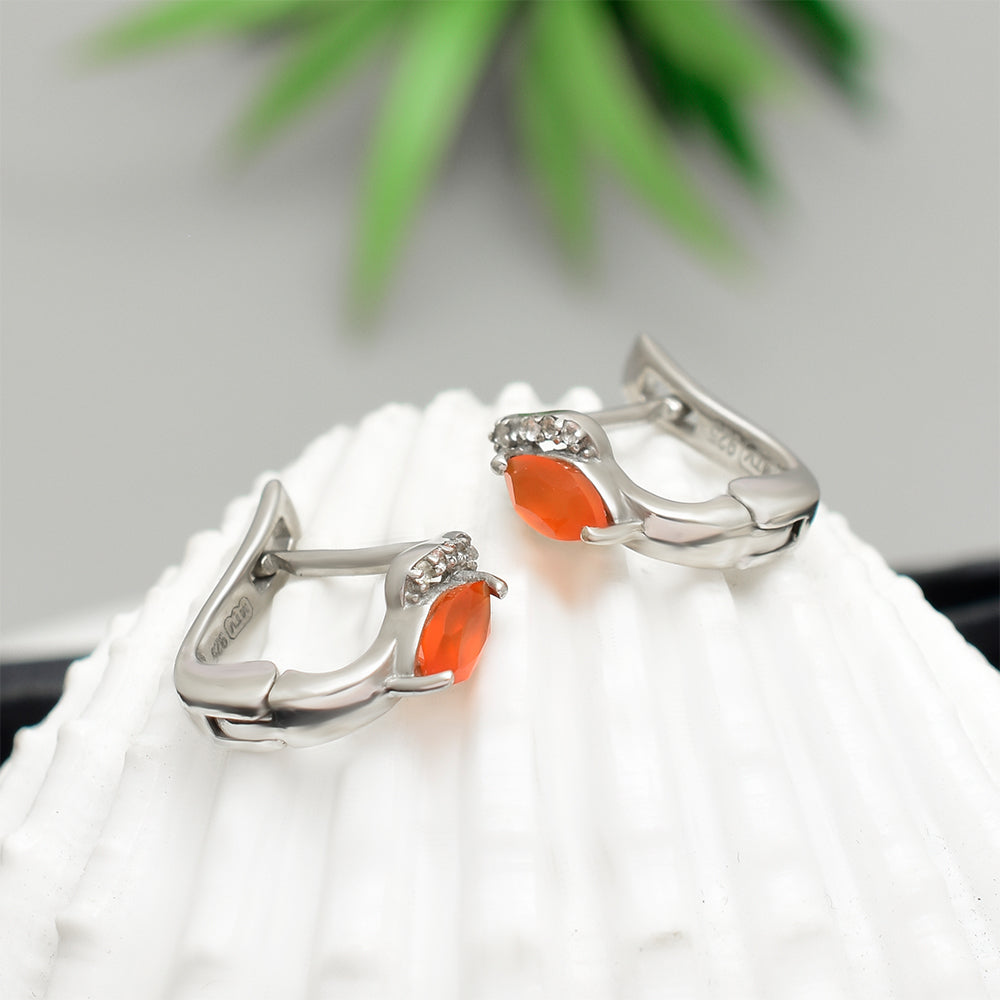 Pendientes de Plata con Ágata Roja y Topacio Blanco 1 
