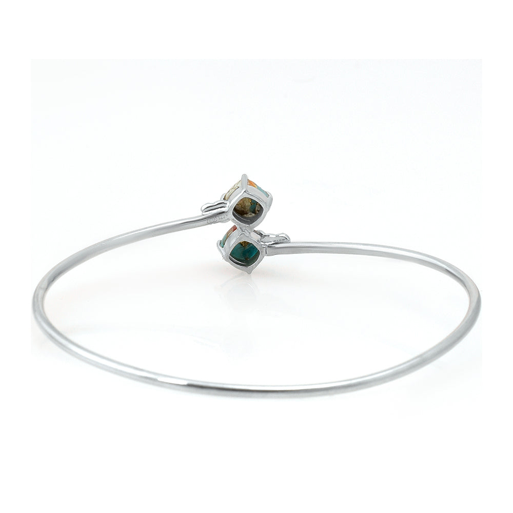Pulsera de Plata con Turquesa Ostra y Topacio Blanco 3 