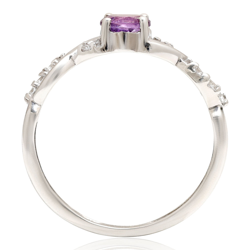 Anillo de Plata con Topacio Blanco y Amatista de Brasil