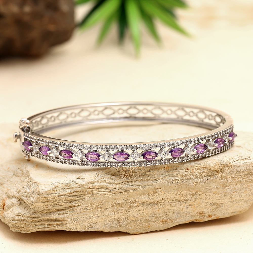 Pulsera de Plata con Amatista de Brasil y Topacio Blanco 2 