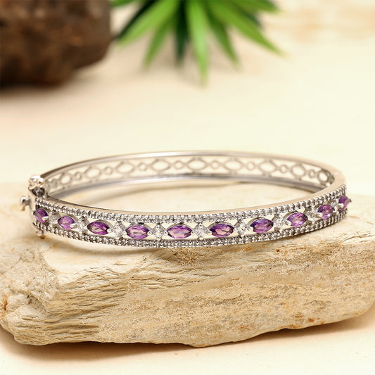 Pulsera de Plata con Amatista de Brasil y Topacio Blanco