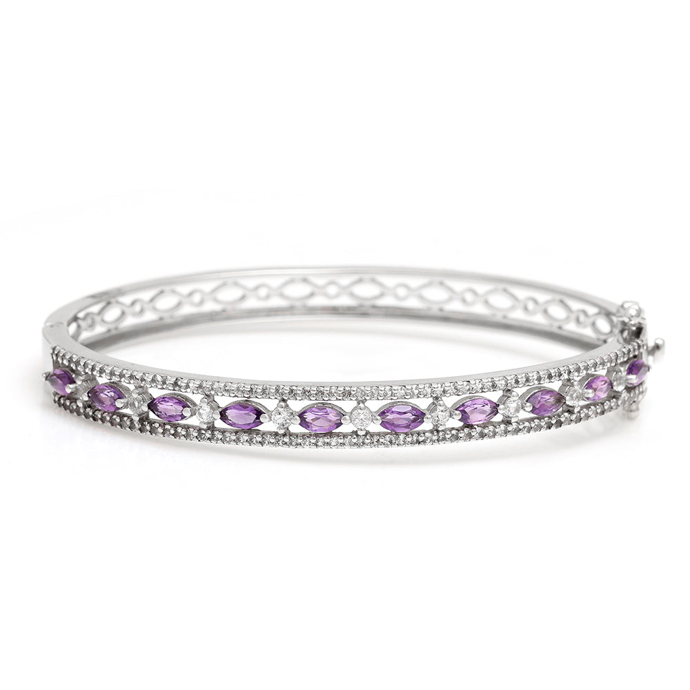 Pulsera de Plata con Amatista de Brasil y Topacio Blanco 6 