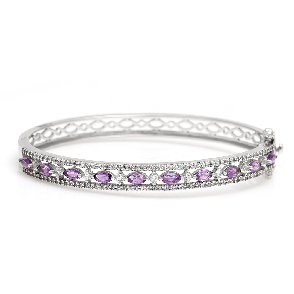 Pulsera de Plata con Amatista de Brasil y Topacio Blanco
