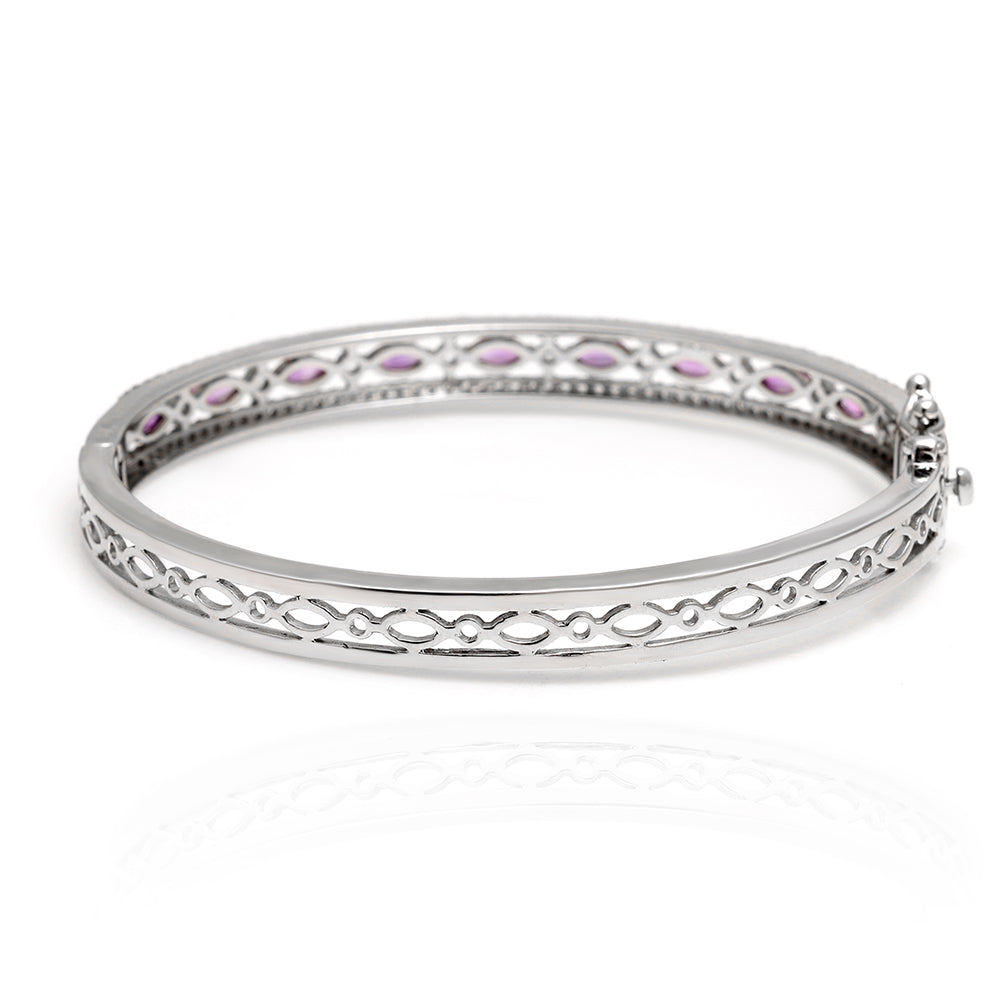 Pulsera de Plata con Amatista de Brasil y Topacio Blanco 4 
