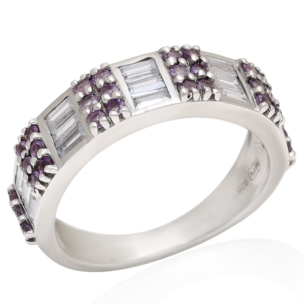 Anillo de Plata con Amatista de Brasil y Topacio Blanco 7 