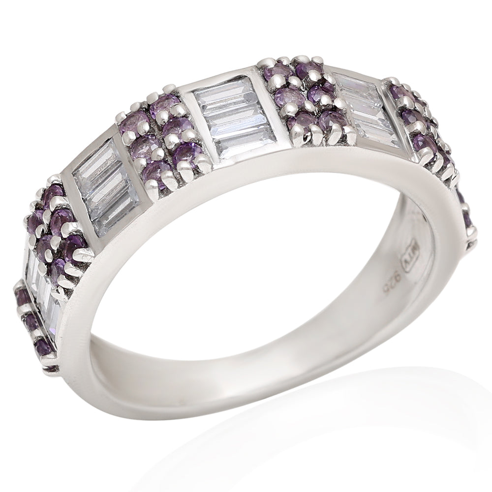 Anillo de Plata con Amatista de Brasil y Topacio Blanco 4 