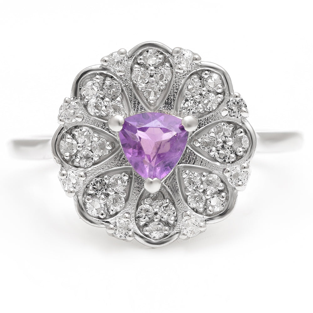 Anillo de Plata con Amatista de Brasil y Topacio Blanco 1 