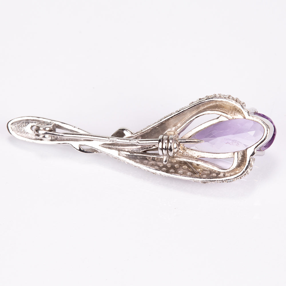 Broche de Plata con Amatista de Brasil y Topacio Blanco 6 