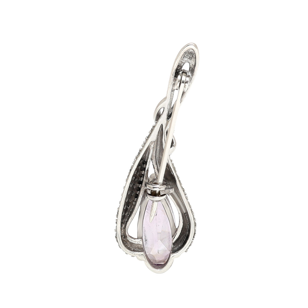 Broche de Plata con Amatista de Brasil y Topacio Blanco 2 