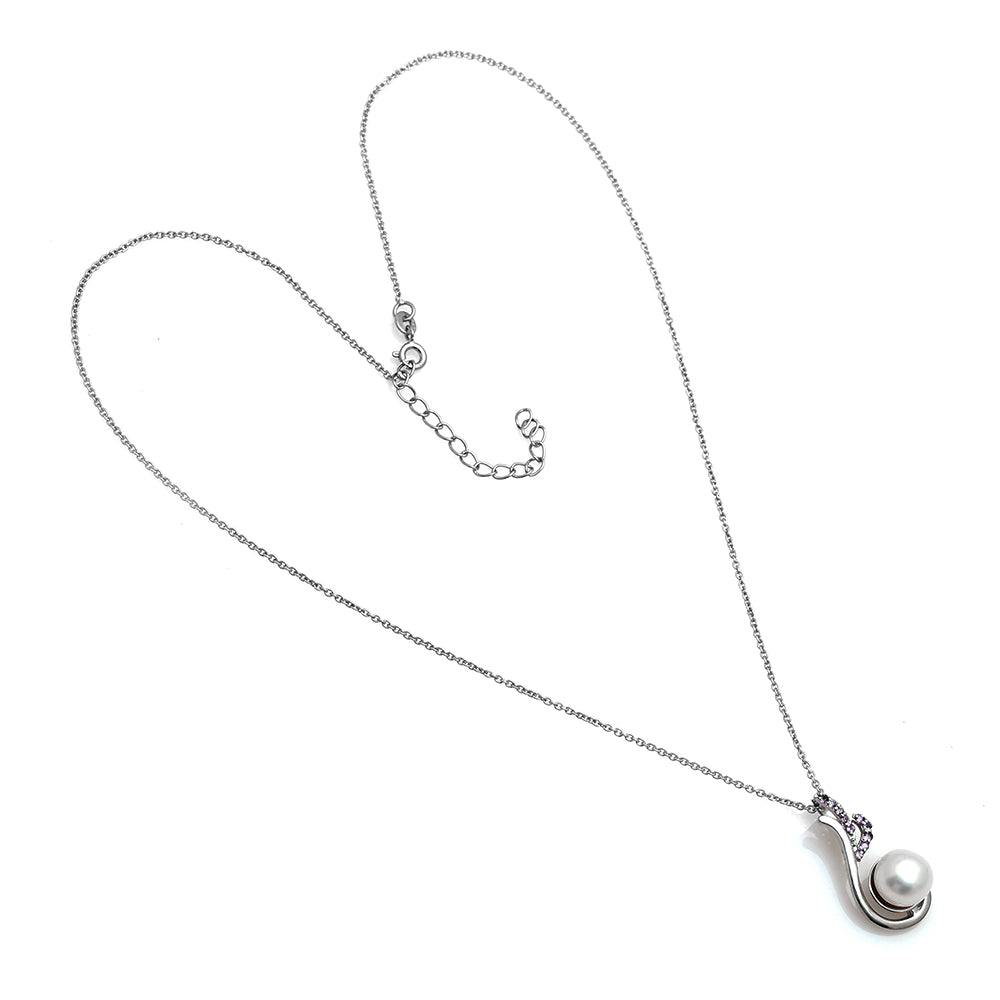 Colgante de Plata con Amatista de Brasil y Perla blanca de agua dulce 3 