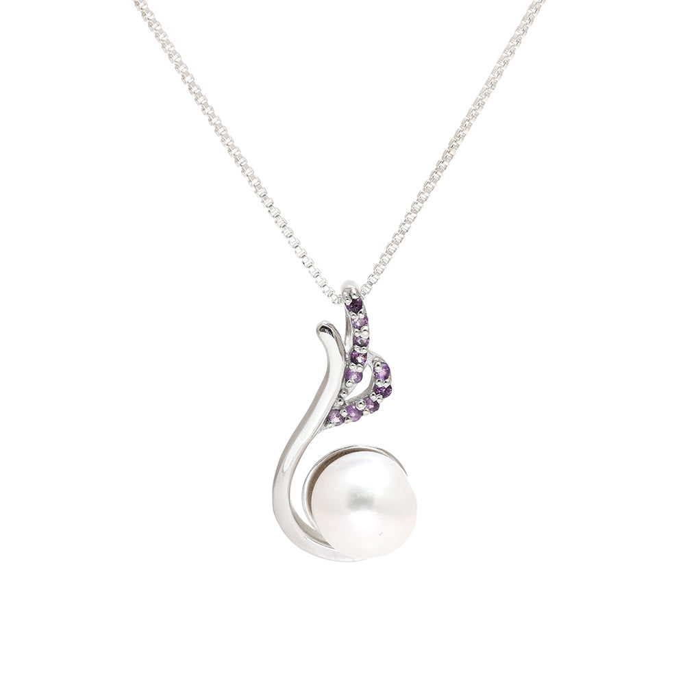Colgante de Plata con Amatista de Brasil y Perla blanca de agua dulce