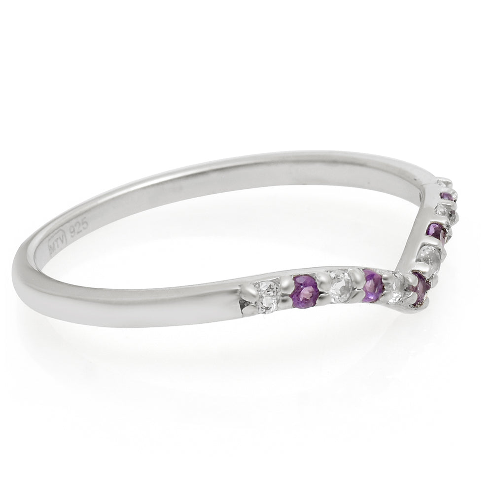 Anillo de Plata con Amatista de Brasil y Topacio Blanco 2 