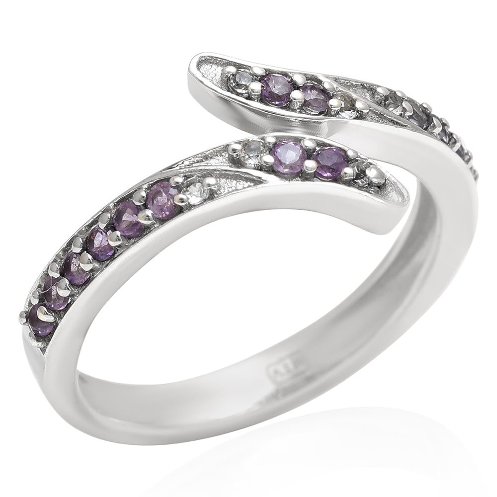 Anillo de Plata con Amatista de Brasil y Topacio Blanco 3 