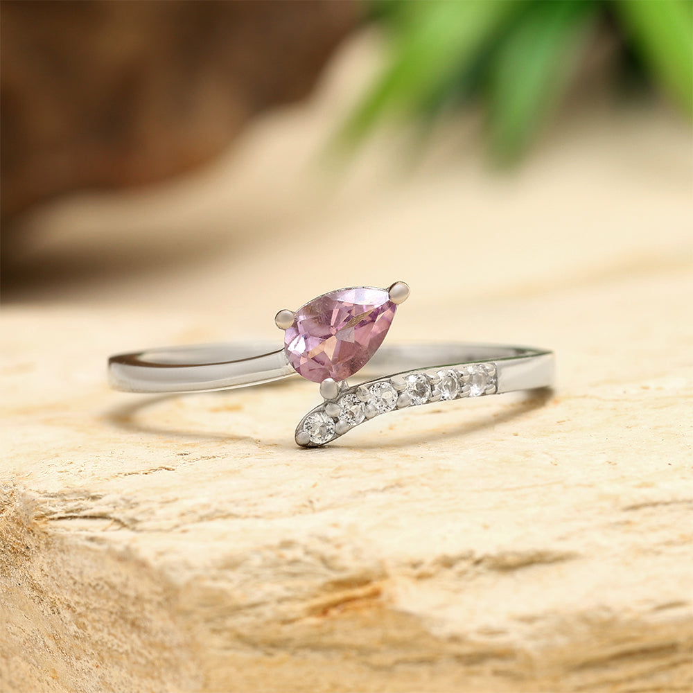 Anillo de Plata con Amatista de Brasil y Topacio Blanco 2 